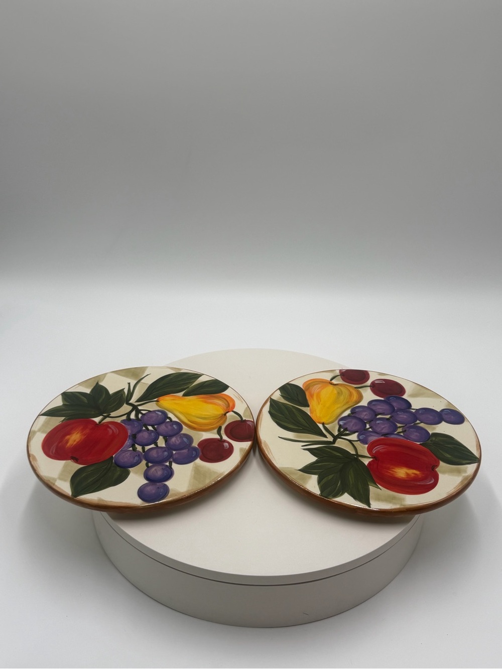 Hand-Painted Fruit Ceramic Coasters - Red, Yellow & Purple